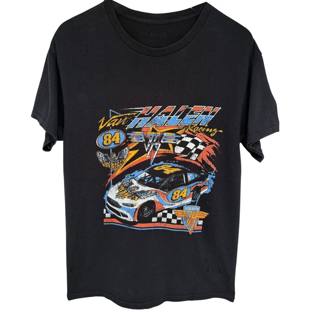 Van Halen T-Shirt Men's L Black Multicolor Van Halen Racing 84 Car